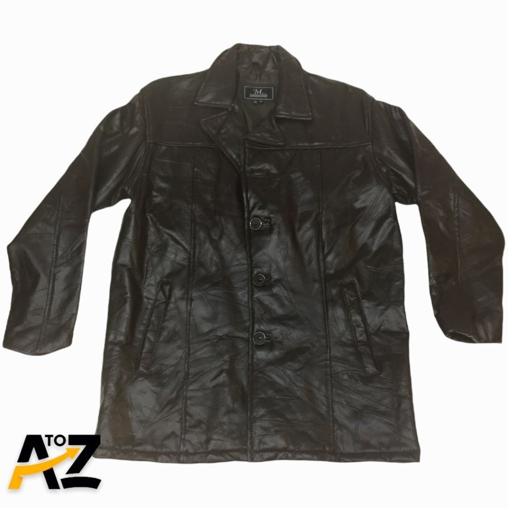 Men's M Collection Brown Leather Jacket w/Pockets Size M